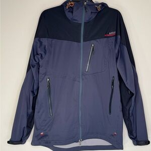 Aigle Actimum Jacket Mens Medium Navy Softshell Hooded Outdoor Zip Pockets